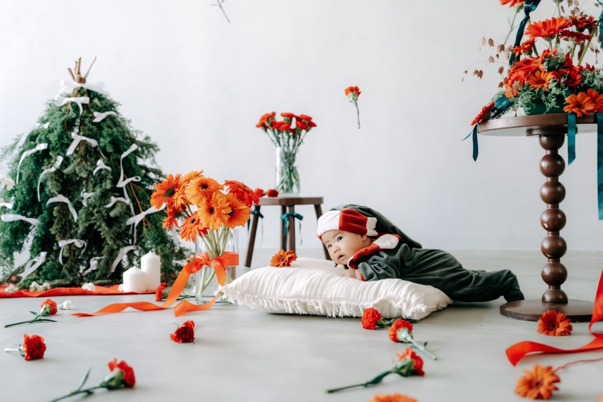 奈良市内にある、フォトスタジオスーベニアスタジオの家族写真・ファミリーフォト・バースデーフォト・七五三・ニューボーンフォト・ハーフバースデーフォト、クリスマス撮影イベント