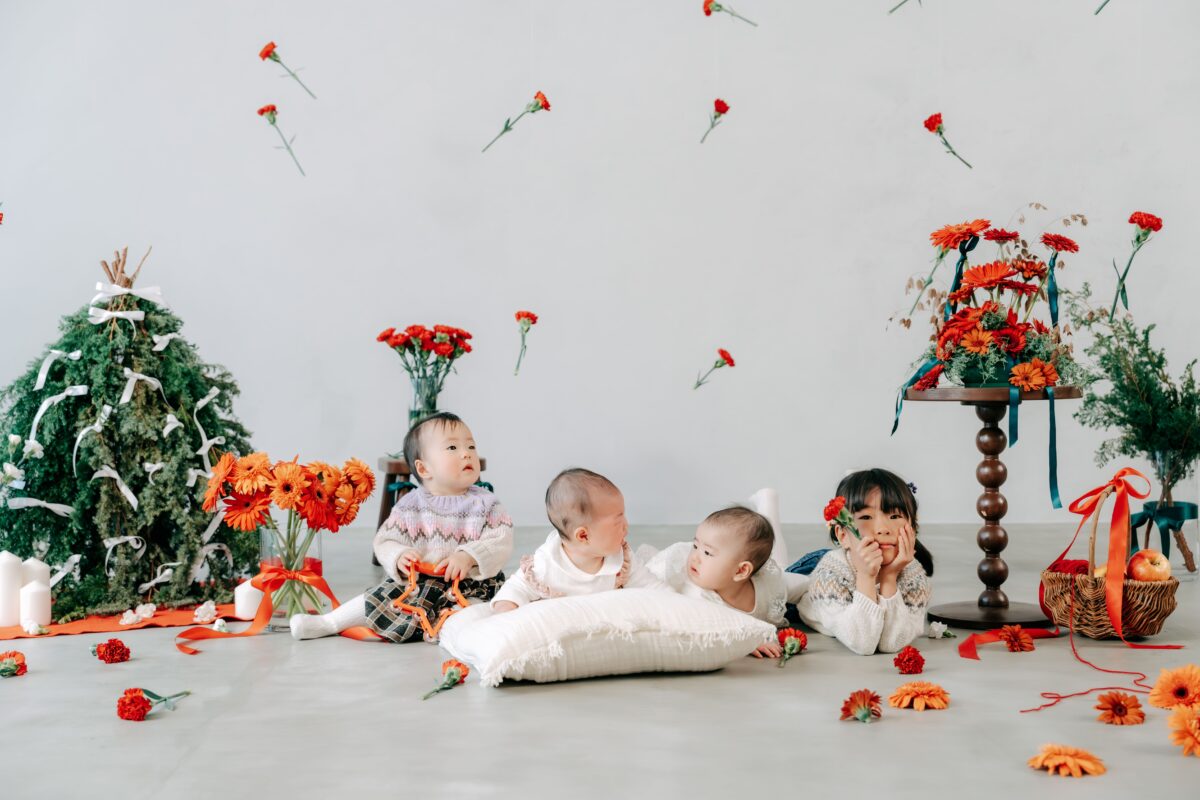 奈良市内にある、フォトスタジオスーベニアスタジオの家族写真・ファミリーフォト・バースデーフォト・七五三・ニューボーンフォト・ハーフバースデーフォト、クリスマス撮影イベント