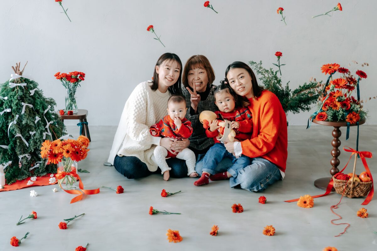 奈良市内にある、フォトスタジオスーベニアスタジオの家族写真・ファミリーフォト・バースデーフォト・七五三・ニューボーンフォト・ハーフバースデーフォト、クリスマス撮影イベント